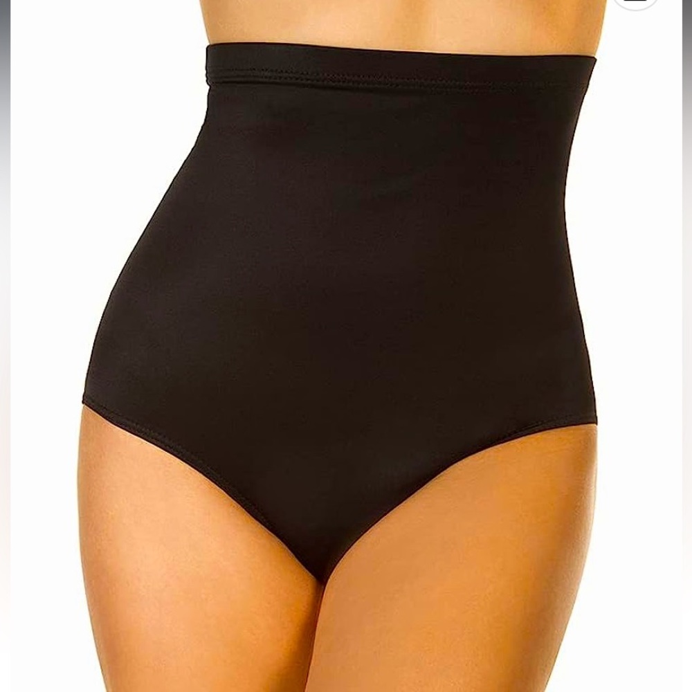 NEW Dreamsuit by MiracleBrands Black High Waist Slimming Bikini Bottom 10 12 L